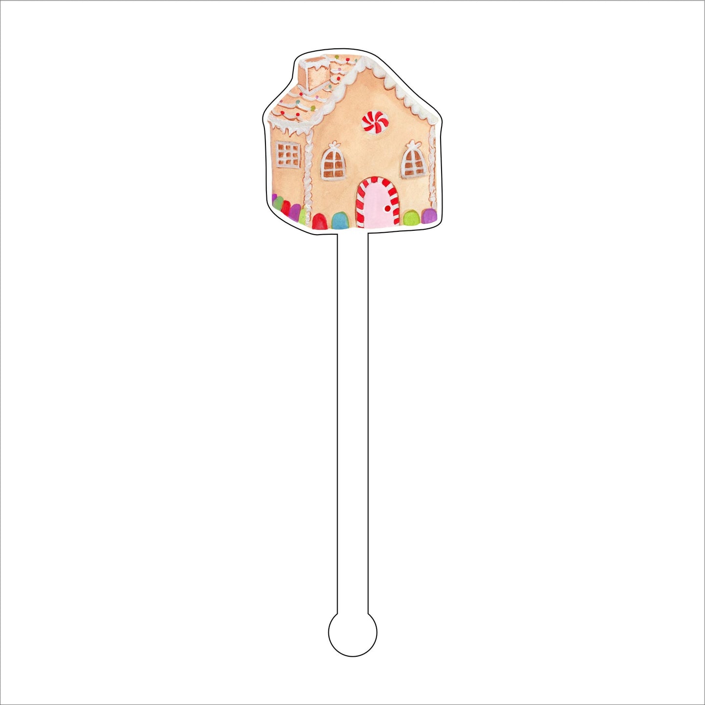 LCA-016 Gingerbread House | 0.125in. Acrylic Drink Stirrer | Case of 100