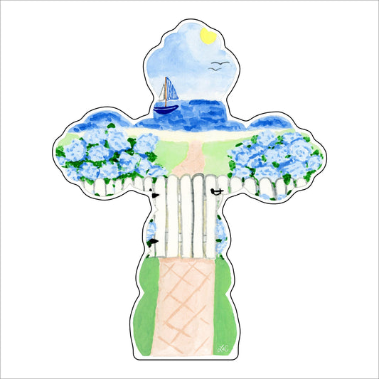 LCA-015 Cross Scene with Initials | 0.75in. Acrylic Cutout | Case (any 10+)