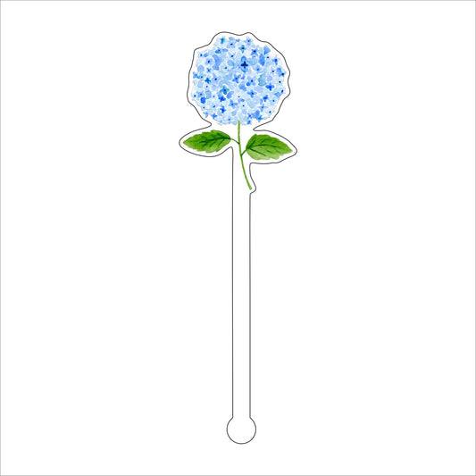 Blue Hydrangea Stem | 0.125in. Acrylic Drink Stirrer | Mix & Match (any 10+)