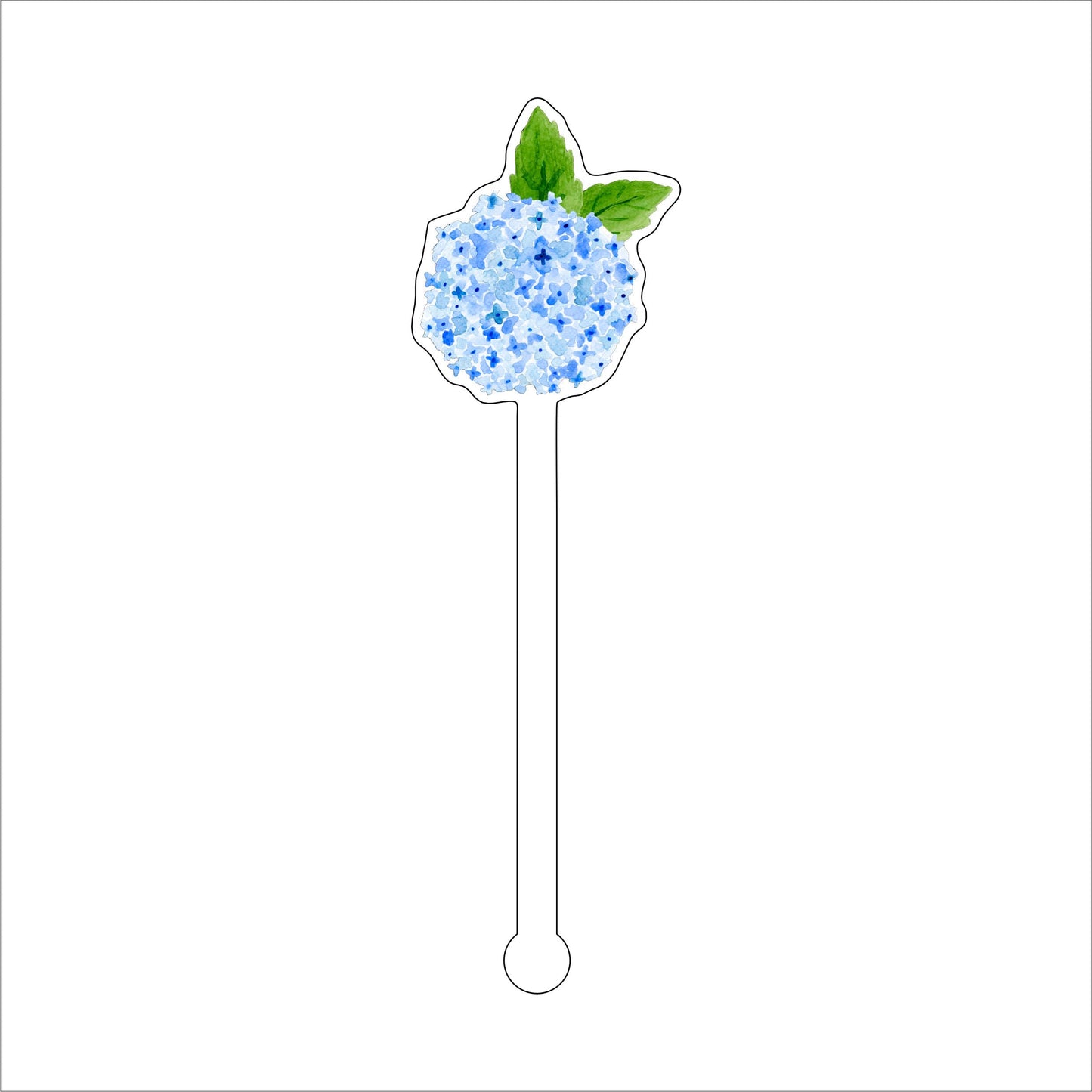 Blue Hydrangea | 0.125in. Acrylic Drink Stirrer | Case of 100