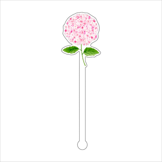 Pink Hydrangea Stem | 0.125in. Acrylic Drink Stirrer | Case of 100