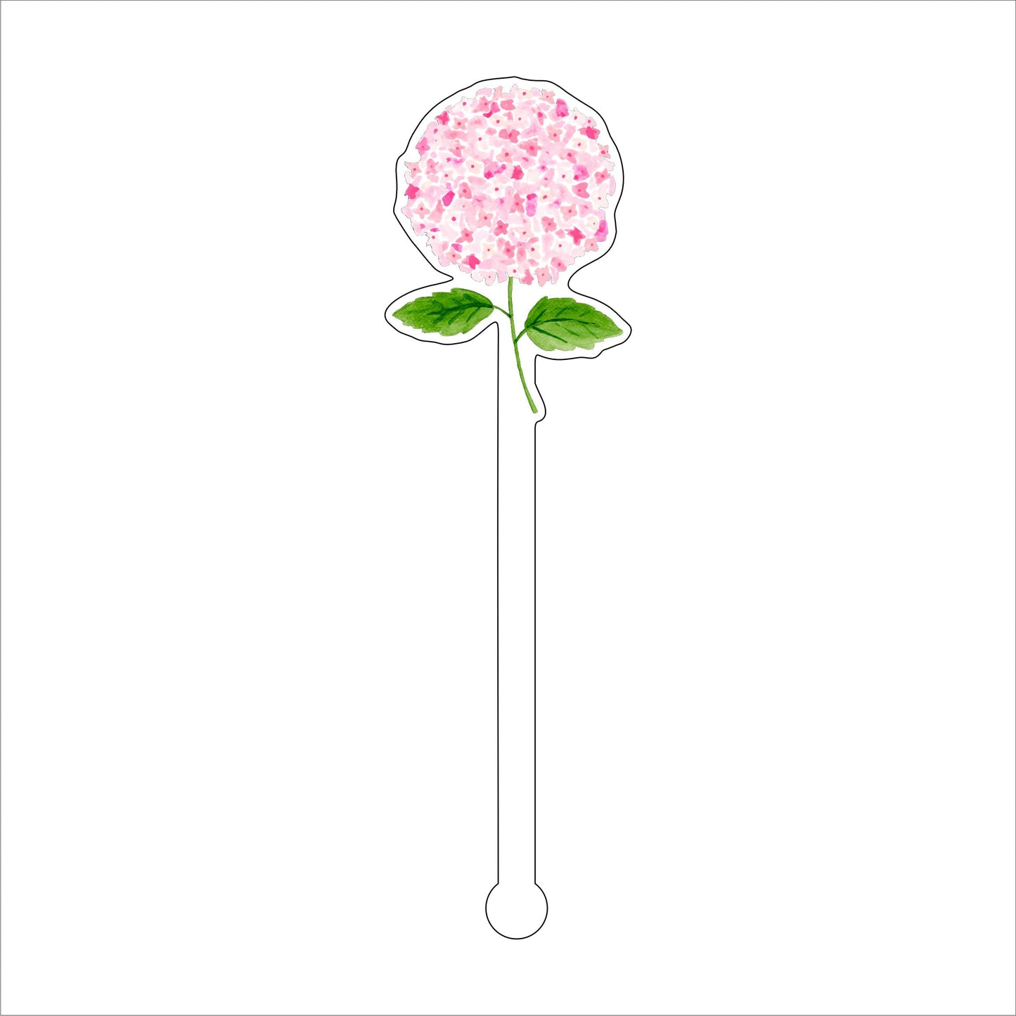 Pink Hydrangea Stem | 0.125in. Acrylic Drink Stirrer | Case of 25