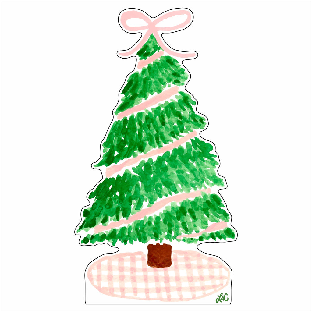 LCA-059 Pink Gingham Christmas Tree | 0.75Acrylic Contour |