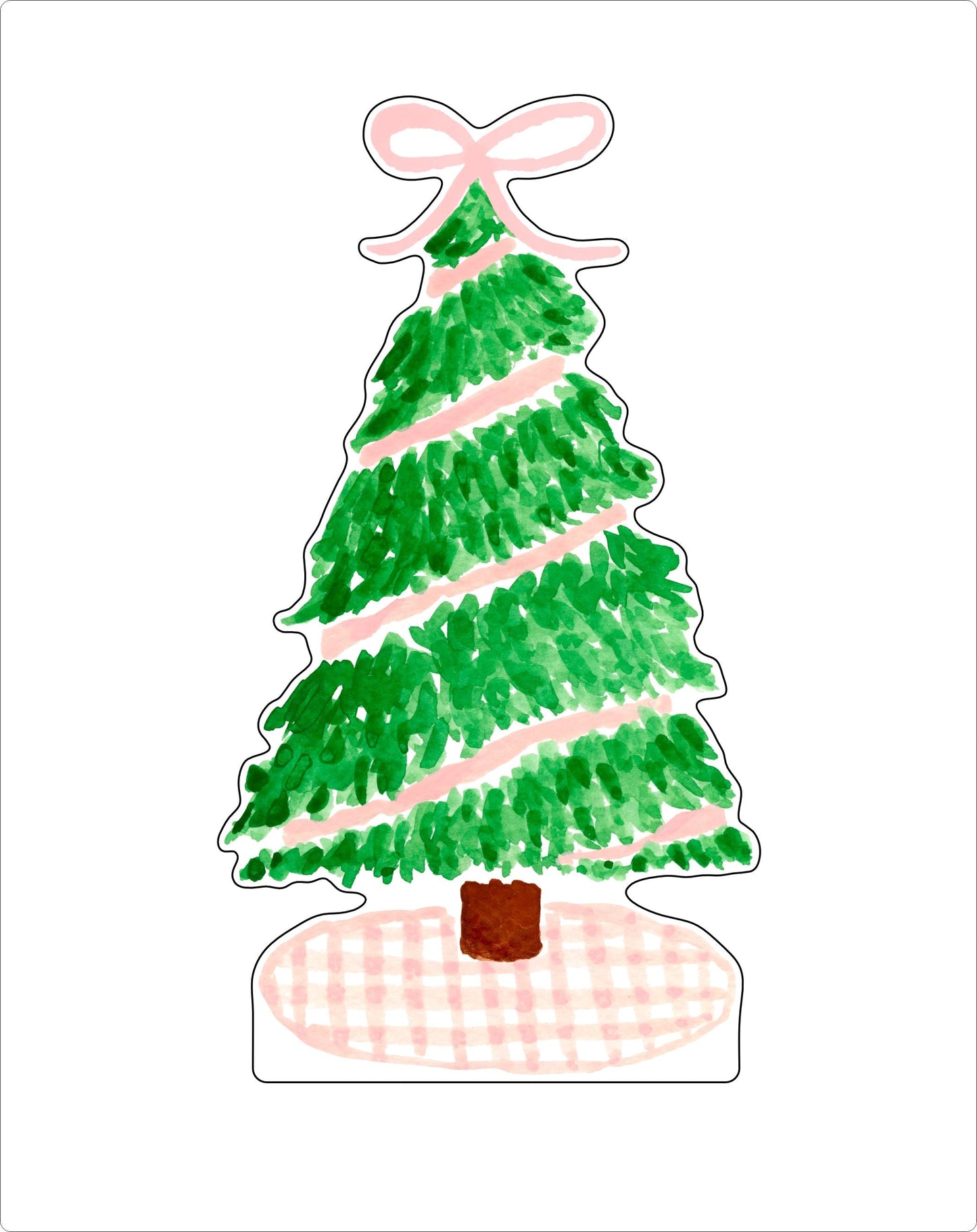 LCA-059 Pink Gingham Christmas Tree | 0.75Acrylic Contour |