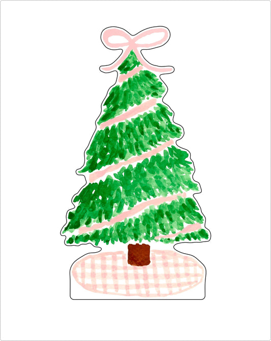 LCA-059 Pink Gingham Christmas Tree | 0.75Acrylic Contour |