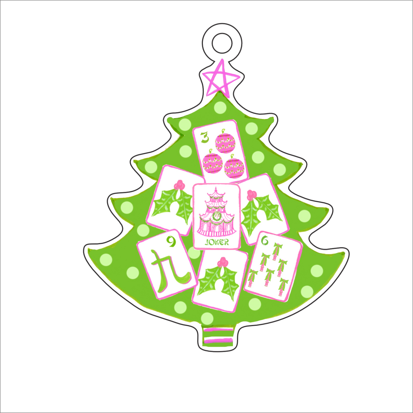 LDD-006 Merry Mahjong Tree Ornament | 0.25Acrylic Ornament | Mix & Match (10+)