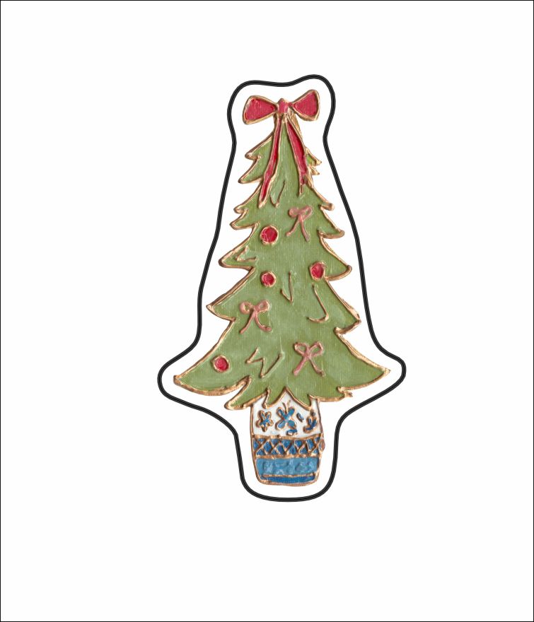 LFA-099 Red Bow Christmas Tree Magnet | 0.125Acrylic Magnet |