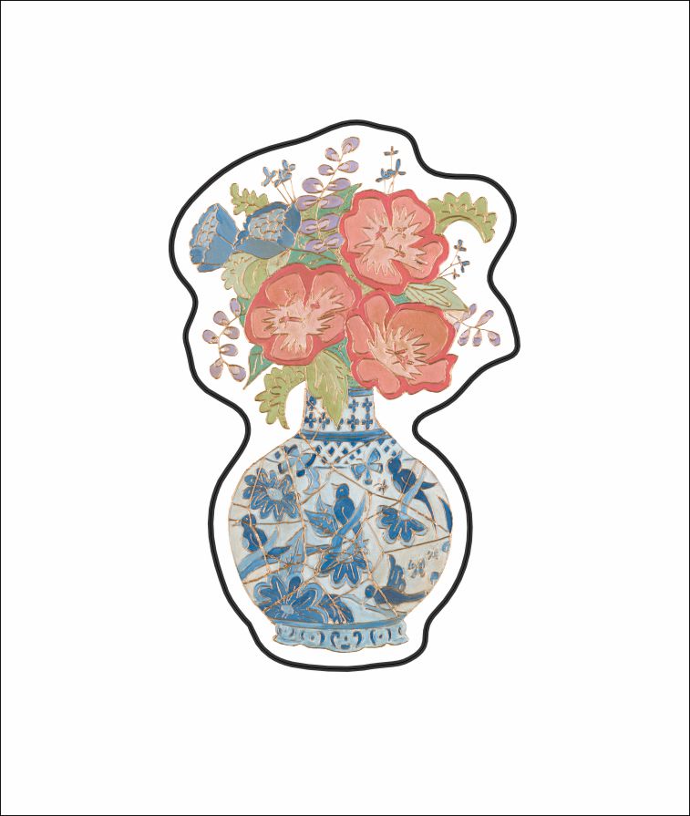 LFA-114  Chinoiserie Flower Vase Magnet | 0.125Acrylic Magnet |