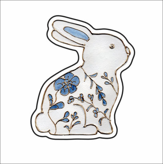 LFA-121 Blue Chinoiserie Bunny Magnet | 0.125Acrylic Magnet |