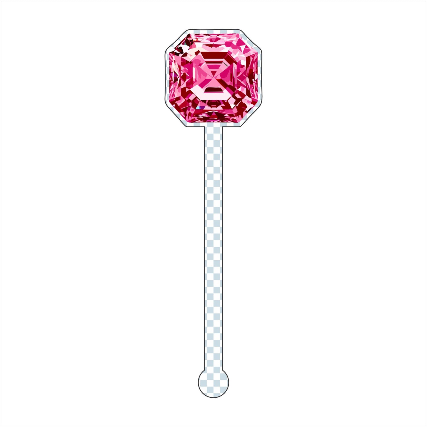 Pink Gemstone Drink Stirrer | 0.125in. Acrylic Cutout | Case (any 135+)
