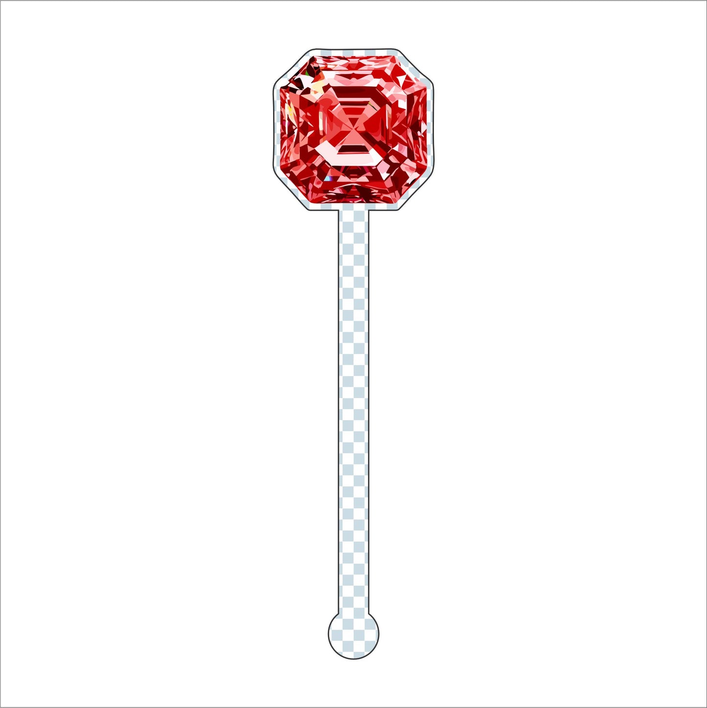 Red Gemstone Drink Stirrer | 0.125in. Acrylic Cutout | Case (any 135+)