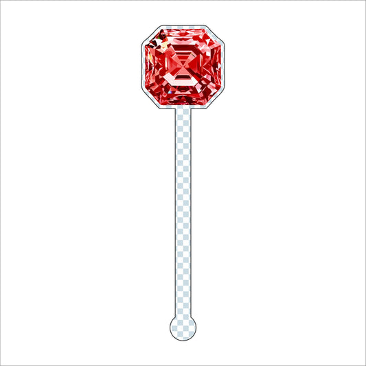 Red Gemstone Drink Stirrer | 0.125in. Acrylic Cutout | Case (any 135+)
