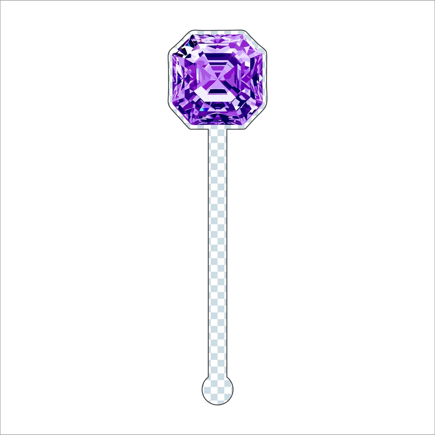 Purple Gemstone Drink Stirrer | 0.125in. Acrylic Cutout | Case (any 135+)