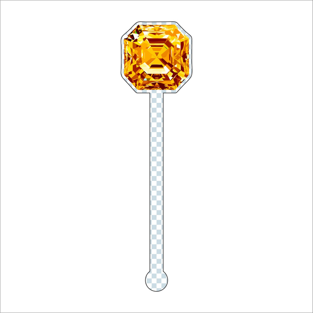 Gold Gemstone Drink Stirrer | 0.125in. Acrylic Cutout | Case (any 135+)