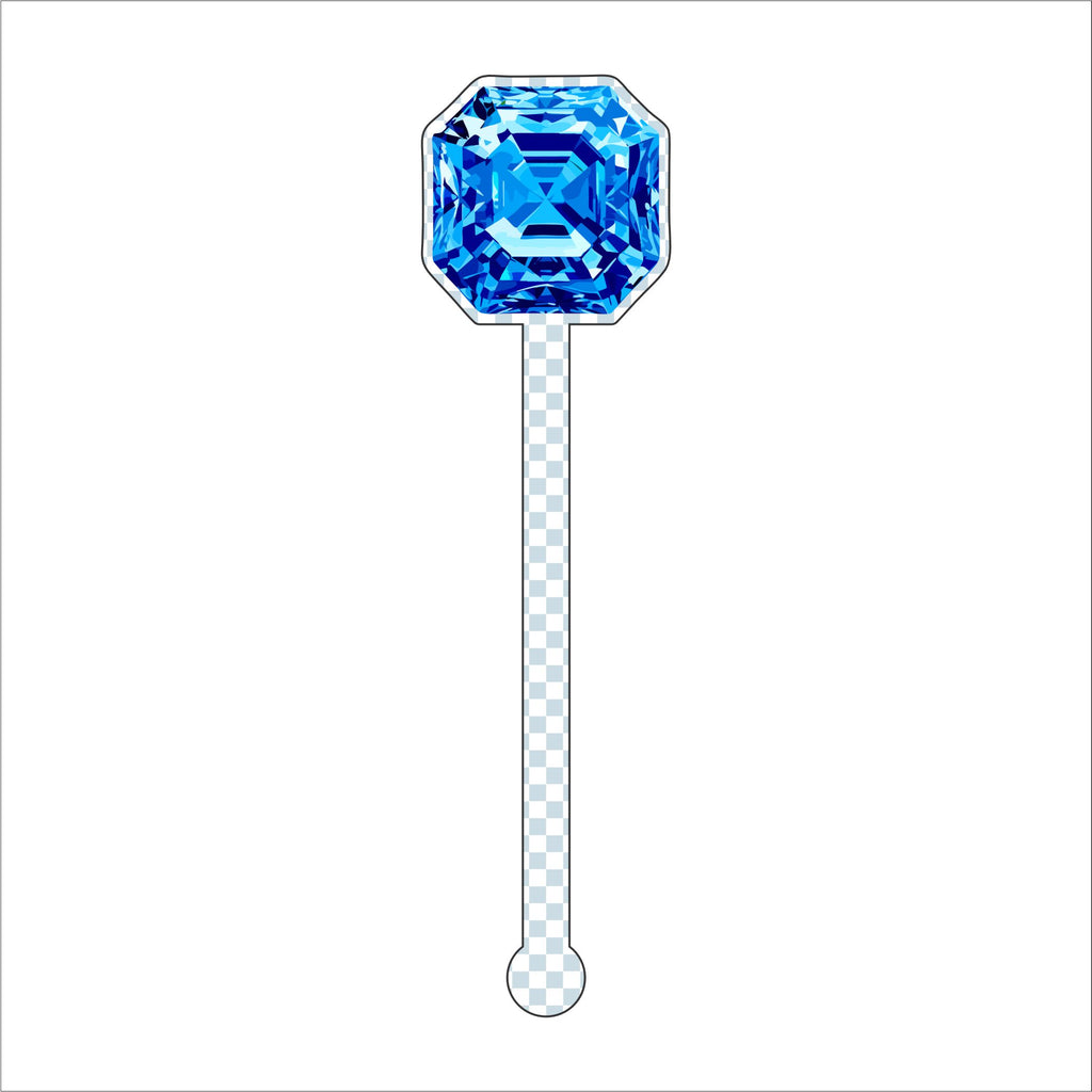 Blue Gemstone Drink Stirrer | 0.125in. Acrylic Cutout | Case (any 135+)