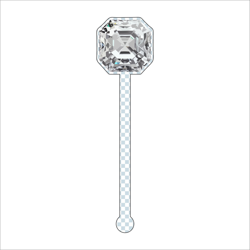 Silver Gemstone Drink Stirrer | 0.125in. Acrylic Cutout | Case (any 135+)