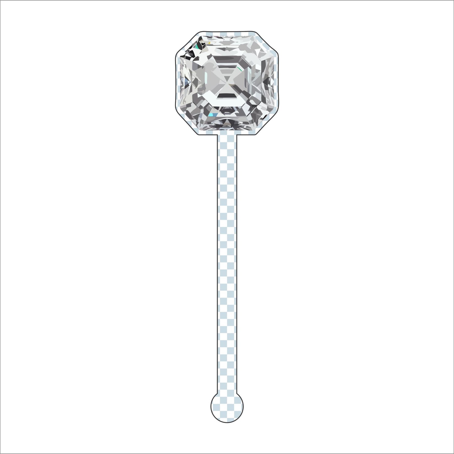 Silver Gemstone Drink Stirrer | 0.125in. Acrylic Cutout | Case (any 135+)