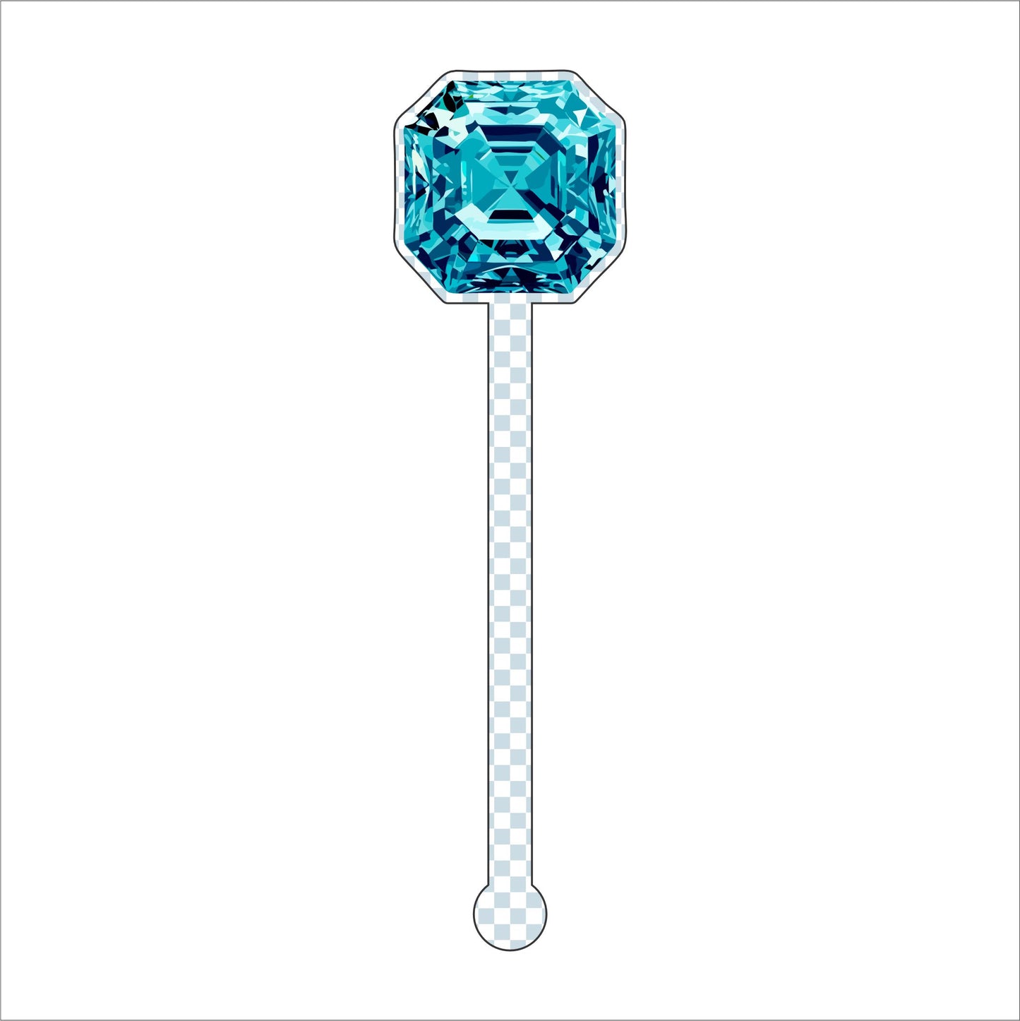 Teal Gemstone Drink Stirrer | 0.125in. Acrylic Cutout | Case (any 135+)