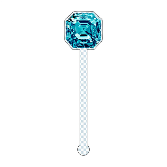 Teal Gemstone Drink Stirrer | 0.125in. Acrylic Cutout | Case (any 135+)