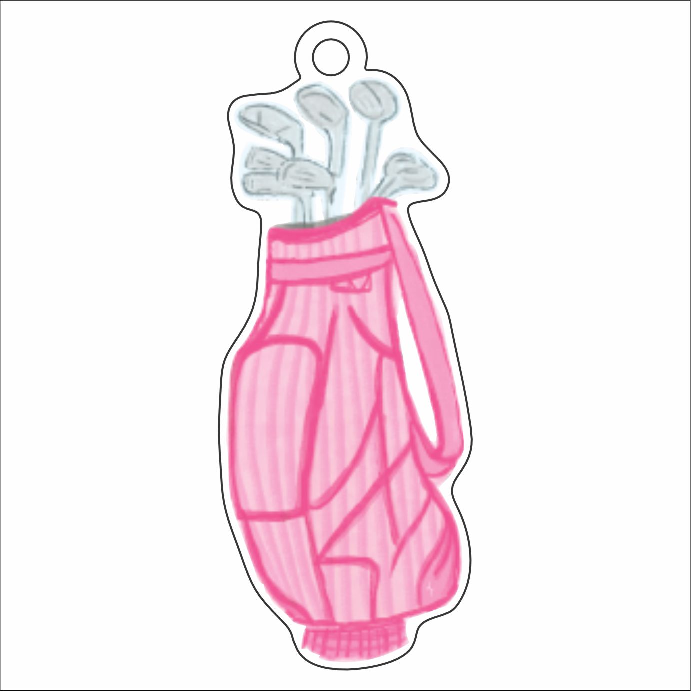 LTA-054  Pink Golf Bag Ornament | 0.25Acrylic Ornament |