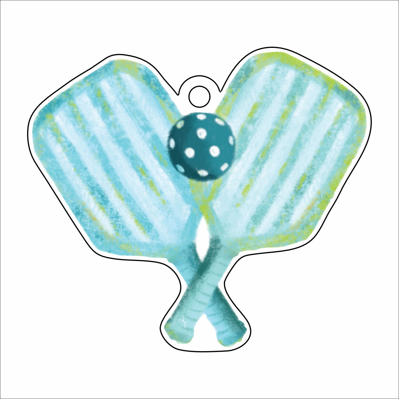 LTA-069 Blue Pickleball Ornament | 0.25Acrylic Ornament |