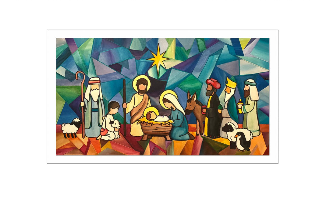 LVA-009 Stained Glass Nativity Watercolor |
