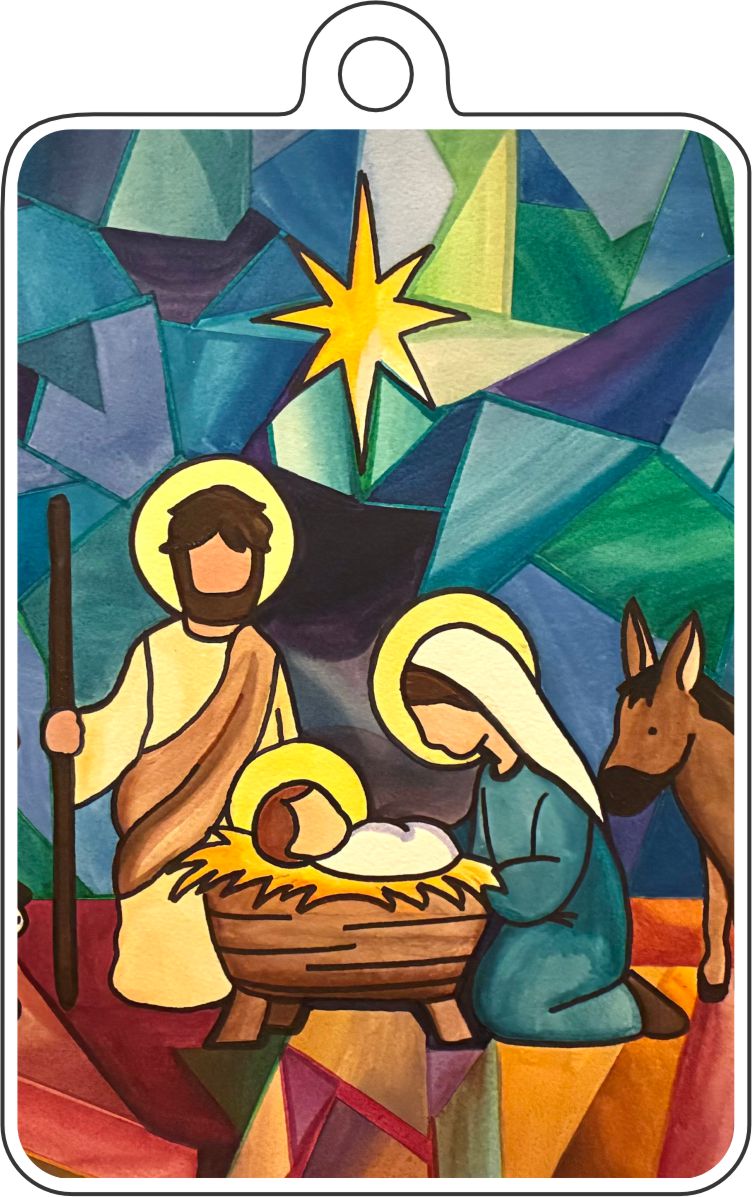 LVA-008 Stained Glass Nativity Ornament | 0.25Acrylic Ornament |