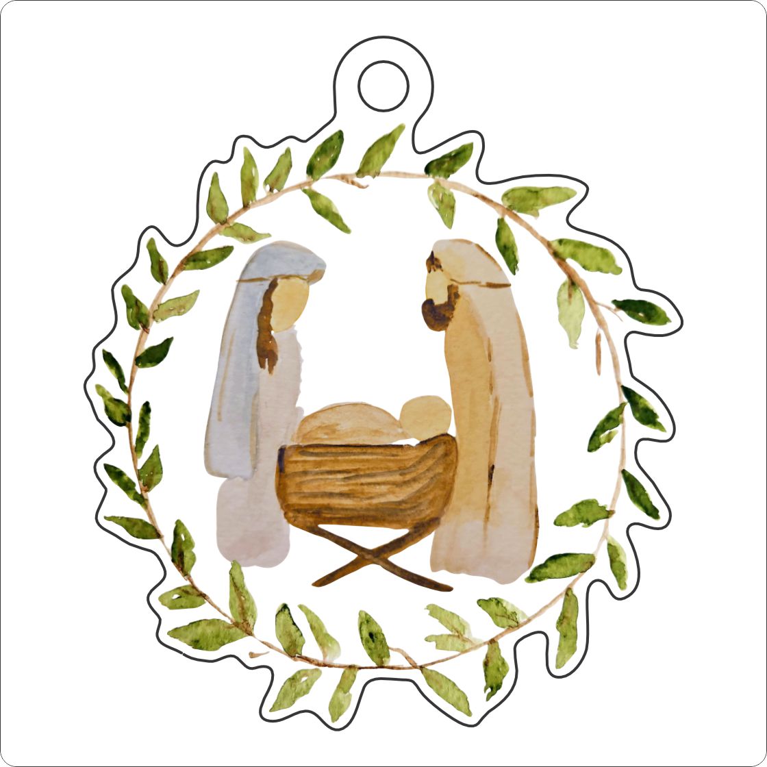 MAH-003 Jesus Mary and Joseph Wreath | 0.25Acrylic Ornament