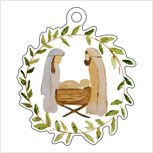 MAH-003 Jesus Mary and Joseph Wreath | 0.25Acrylic Ornament