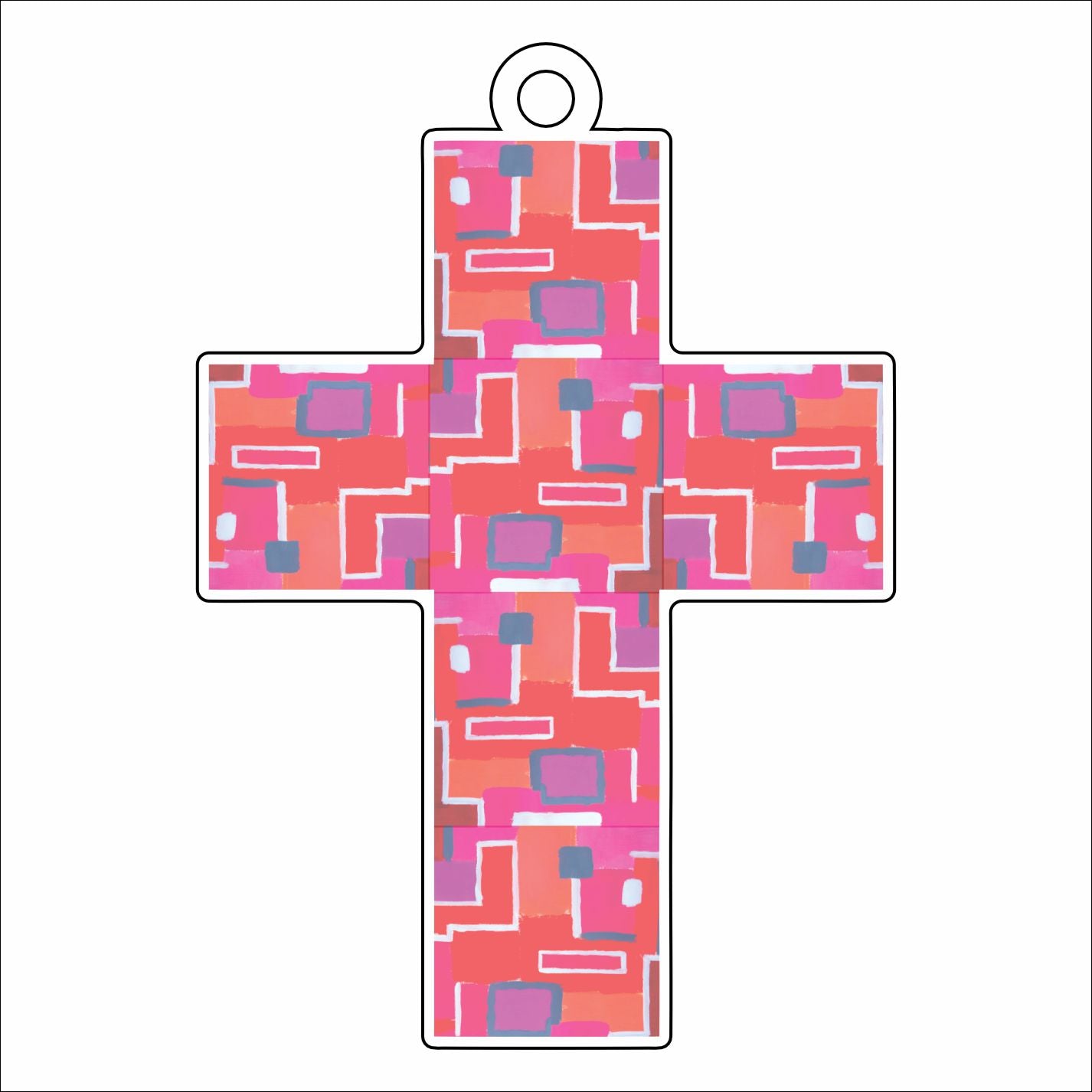 MBA-010 Pop of Pink Cross Ornament | 0.25in. Acrylic Ornament | Mix and  Match (any 10+)