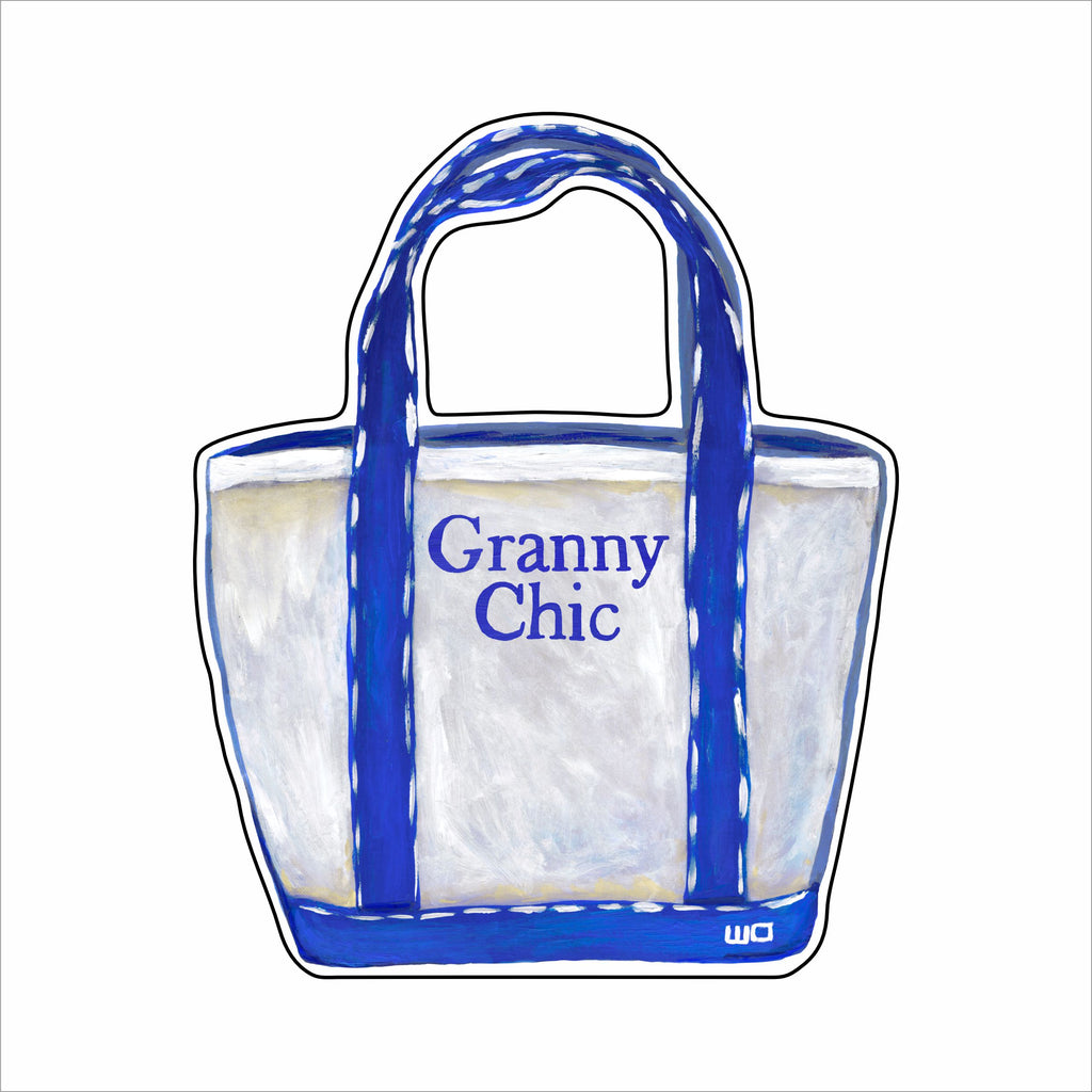 MEG-039 Granny Chic Blue Boat Tote Ornament | 0.25Acrylic Ornament |