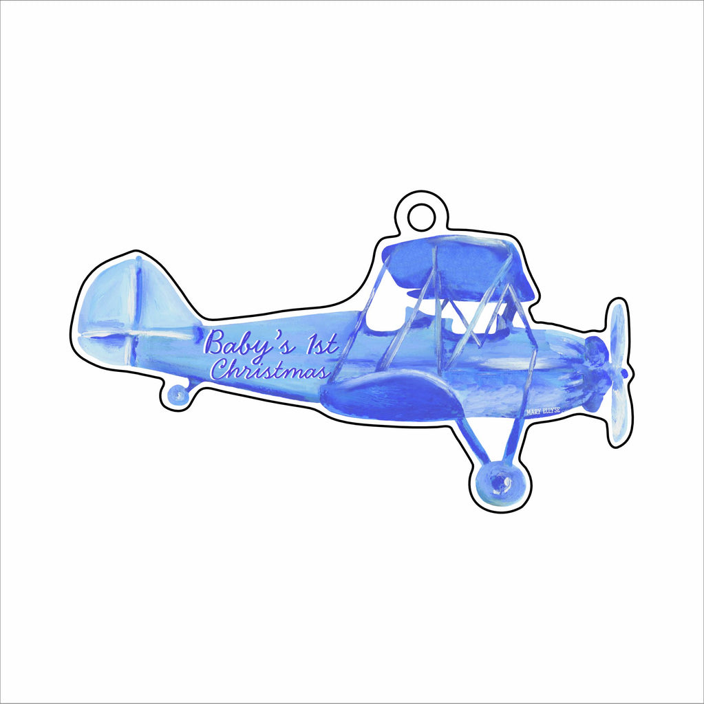 MEG-053 Baby's 1st Christmas Blue Ornament | 0.25Acrylic Ornament & Ribbon |