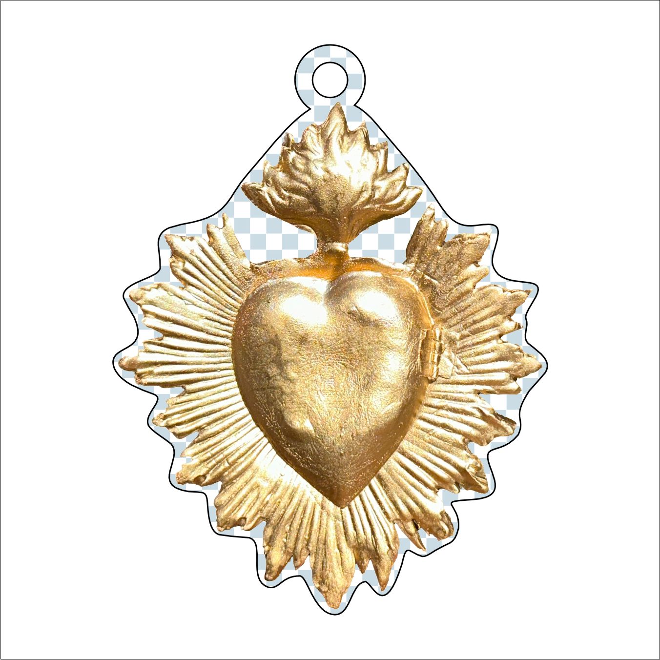 MHA-003 Gold Heart Ornament | 0.25in. Acrylic Ornament |