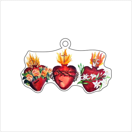 MHA-005 Jesus Mary Joseph Hearts | 0.25Acrylic Ornament |