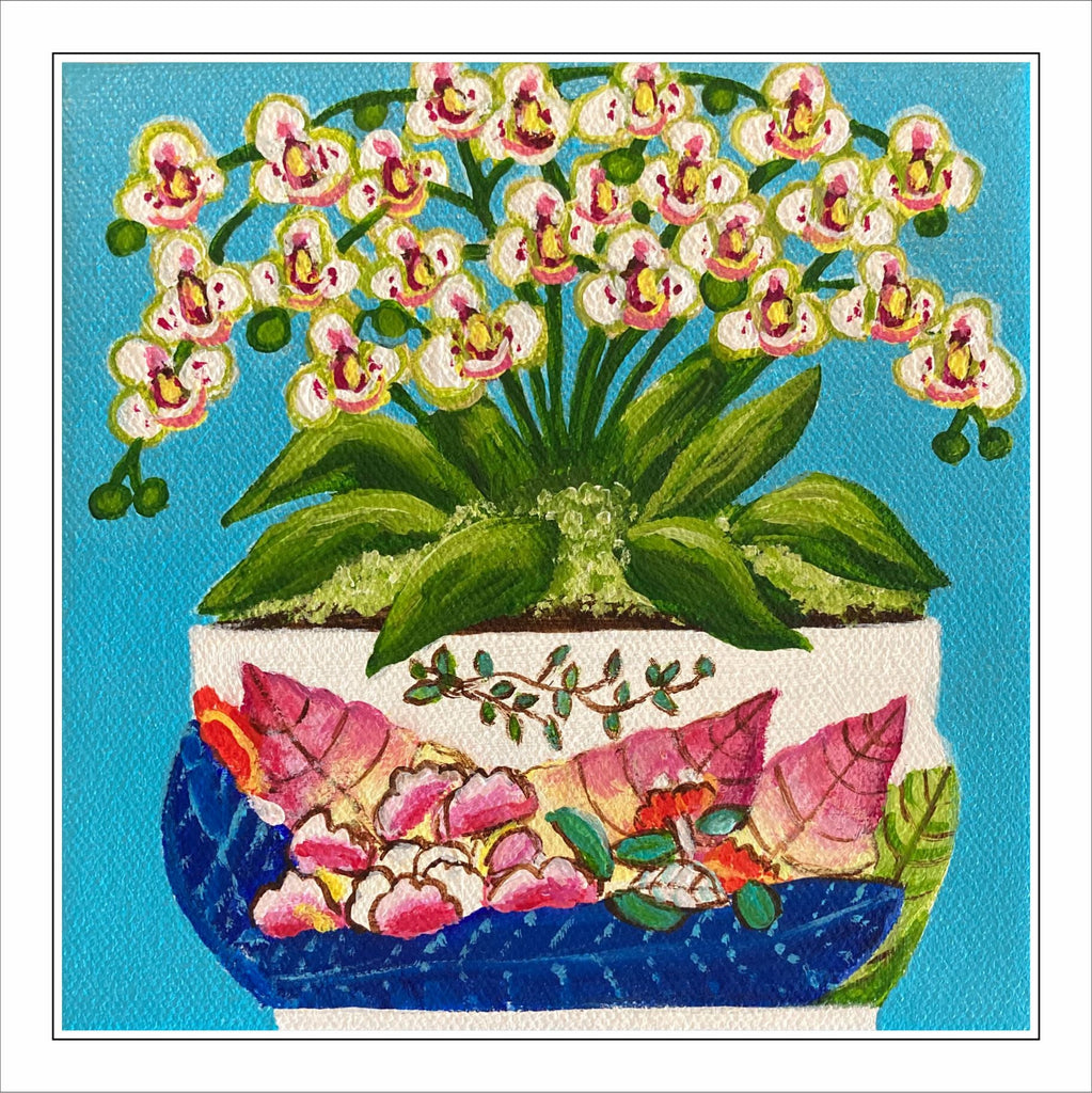 MHE-011 Orchids in Tobacco Leaf | 0.75in. Acrylic Contour |