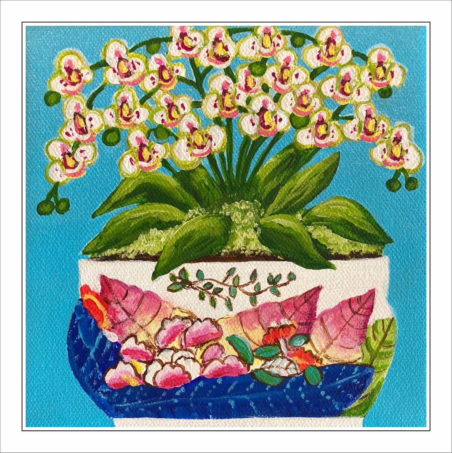 MHE-011 Orchids in Tobacco Leaf | 0.75in. Acrylic Contour |