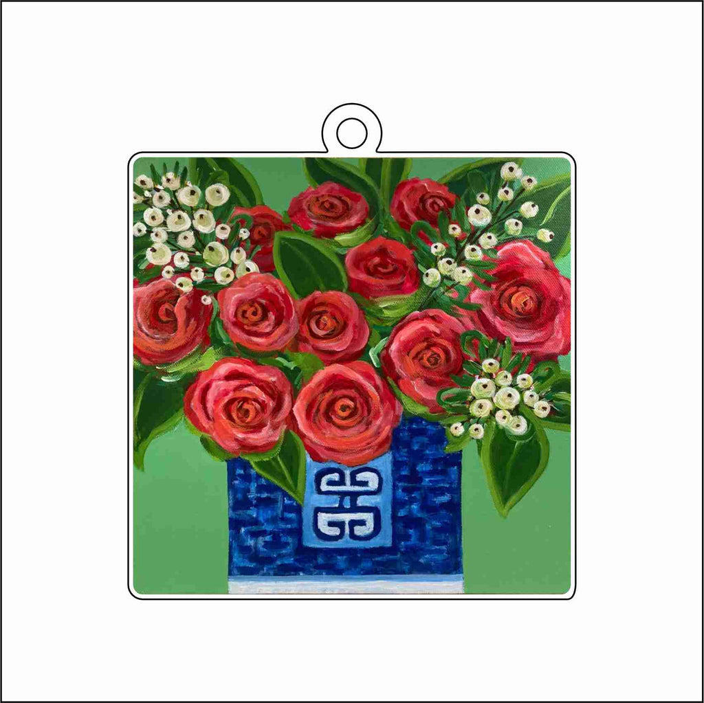MHE-027 Christmas Roses Ornament | 0.25Acrylic Ornament