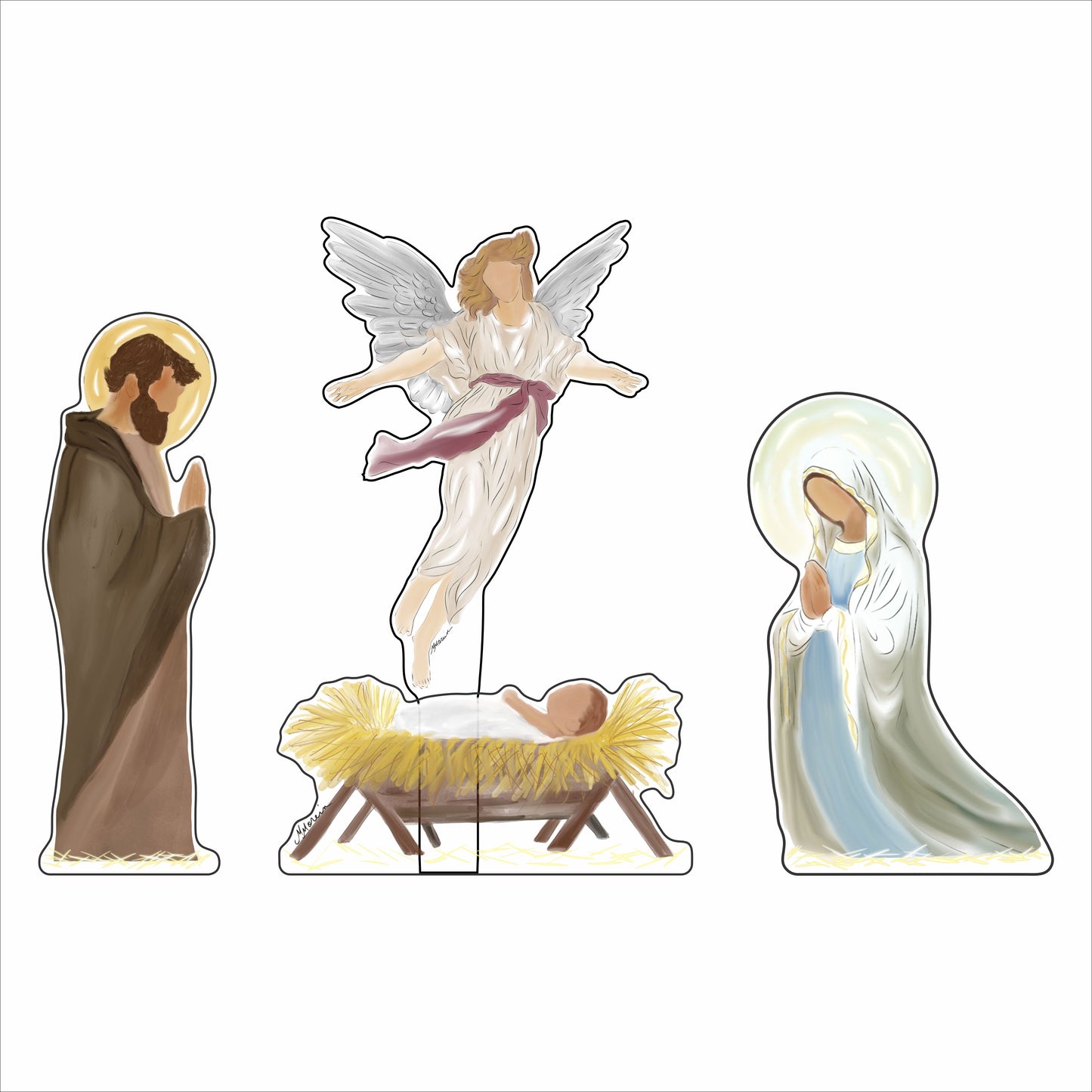 MIM-021 Nativity Holy Family Set 2026 | Mixed Acrylic Contour