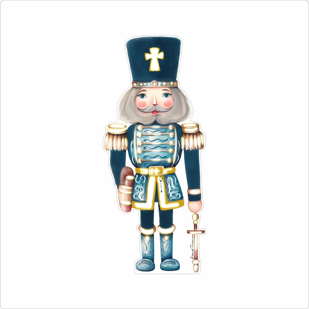 MIM-026 Blue Rosary Nutcracker | 0.75Acrylic Contour