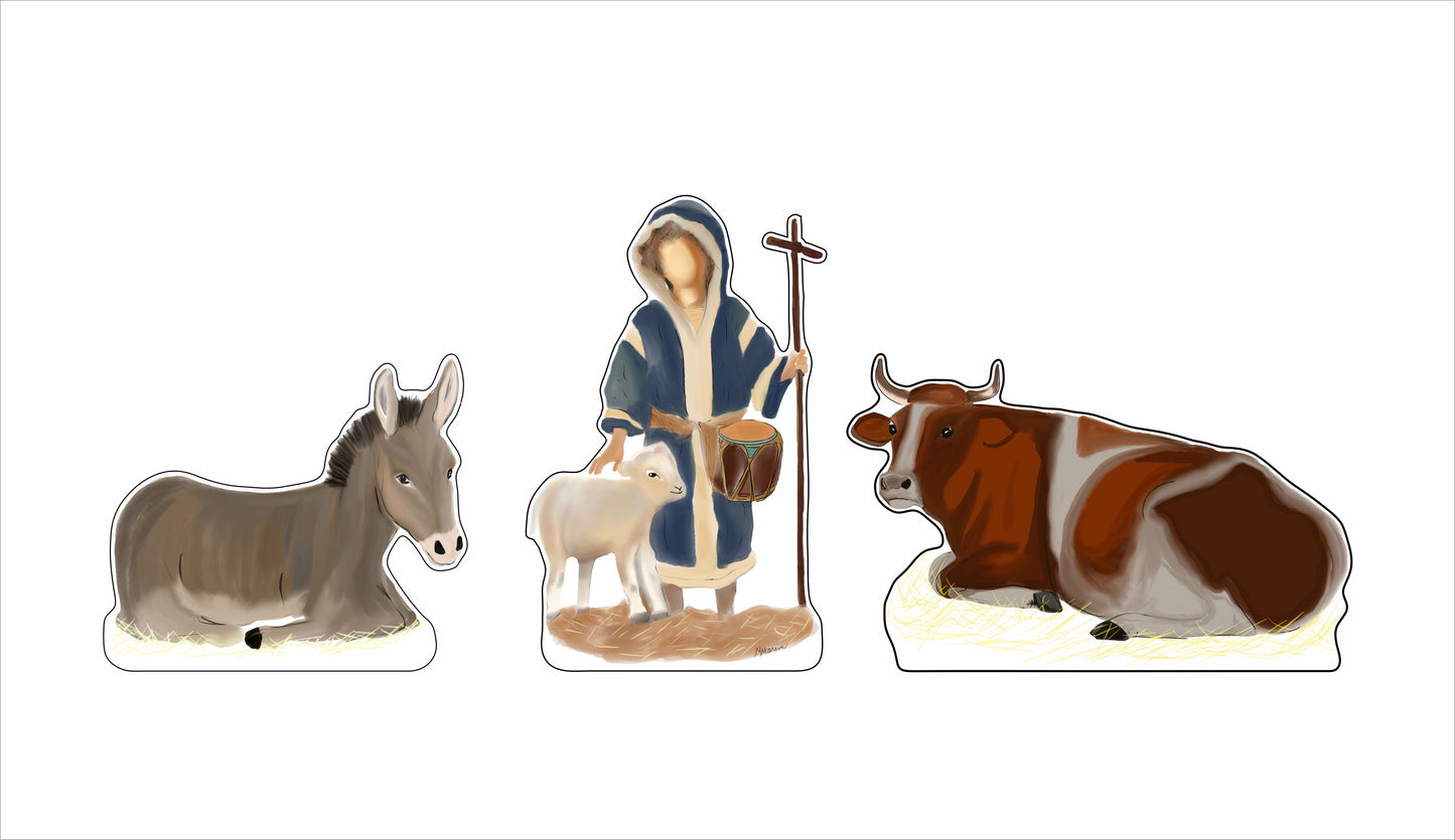 MIM-022 Nativity Shepherd and Animal Set 2026 | 0.75 Acrylic Contour