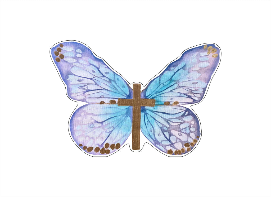 Blue Butterfly Cross | 0.75in. Acrylic Cutout | Case Bundle any 10+ (Pack of 1)