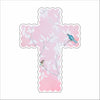 MKD-031 Pink Floral Scalloped Cross | 0.75in. Acrylic Contour |