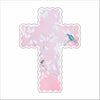 MKD-045 Pink Floral Scalloped Cross | 0.50in. Acrylic Contour | Case Bundle of 25