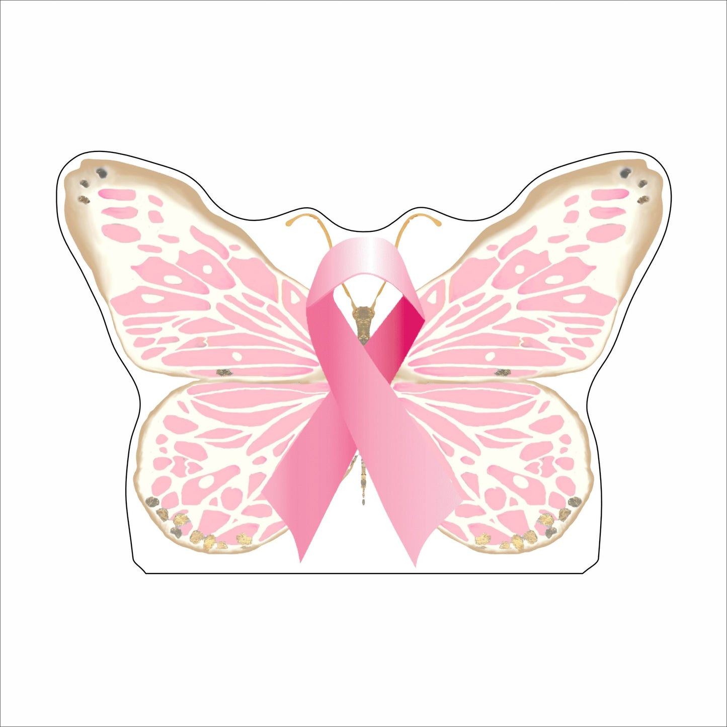 MKD-049 Breast Cancer Butterfly | 0.50in. Acrylic Contour | Case Bundle of 25