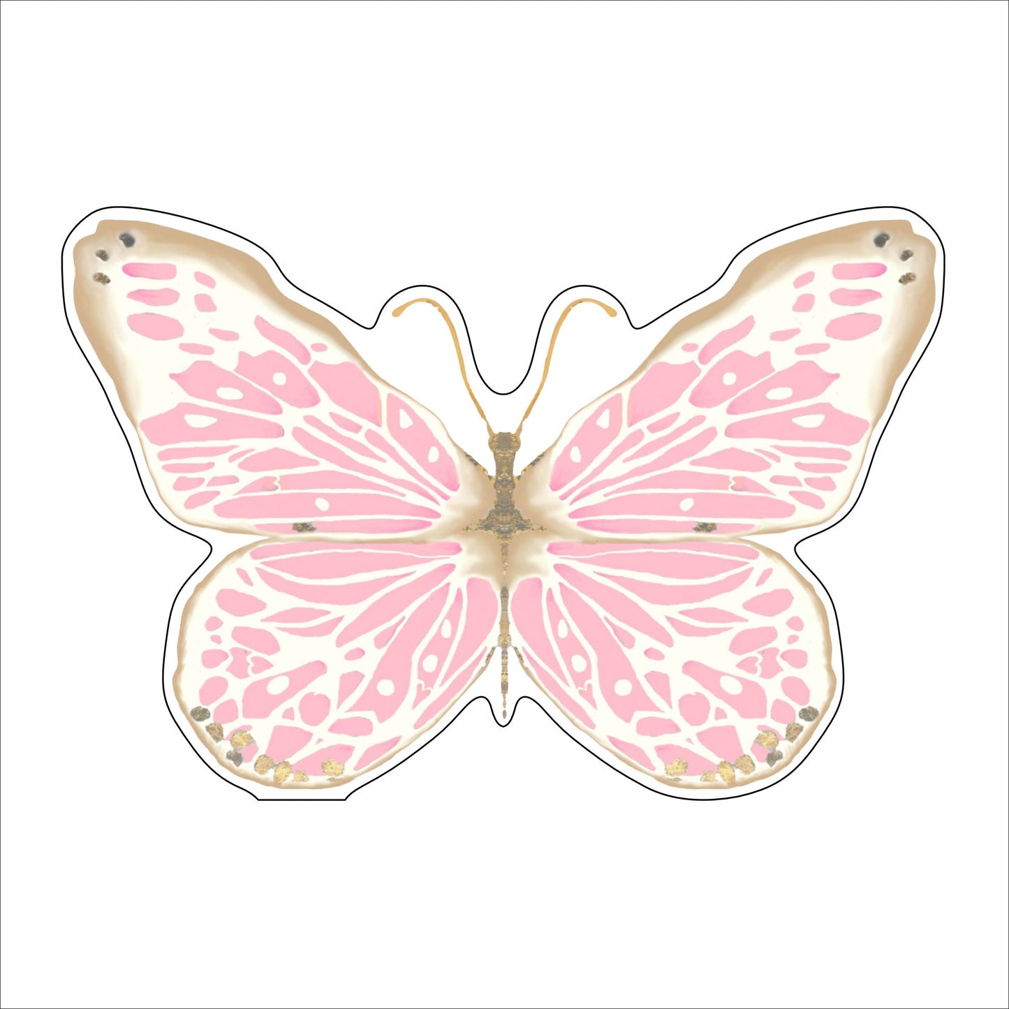 MKD-050 Baby Pink Butterfly | 0.50in. Acrylic Contour | Case Bundle of 25