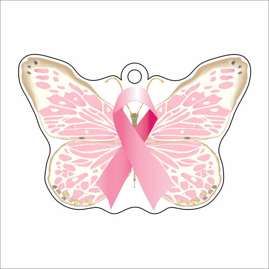 MKD-057 Breast Cancer Butterfly Ornament | 0.25in. Acrylic Ornament | Mix & Match (10+)