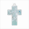 MKD-104 Blue Floral Scalloped Cross Ornament | 0.25Acrylic Ornament