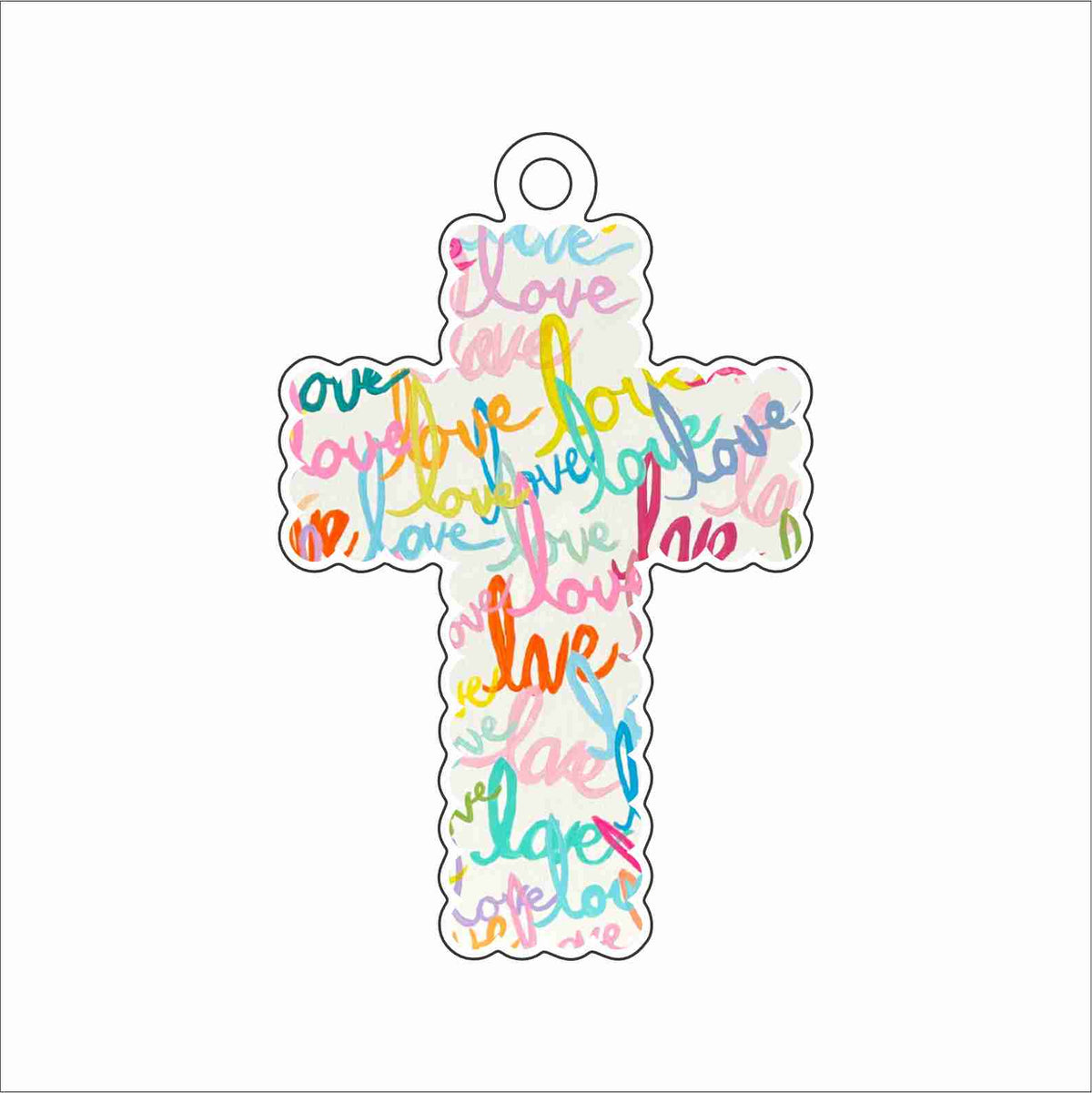 MKD-108 Rainbow Love Cross Ornament | 0.25Acrylic Ornament