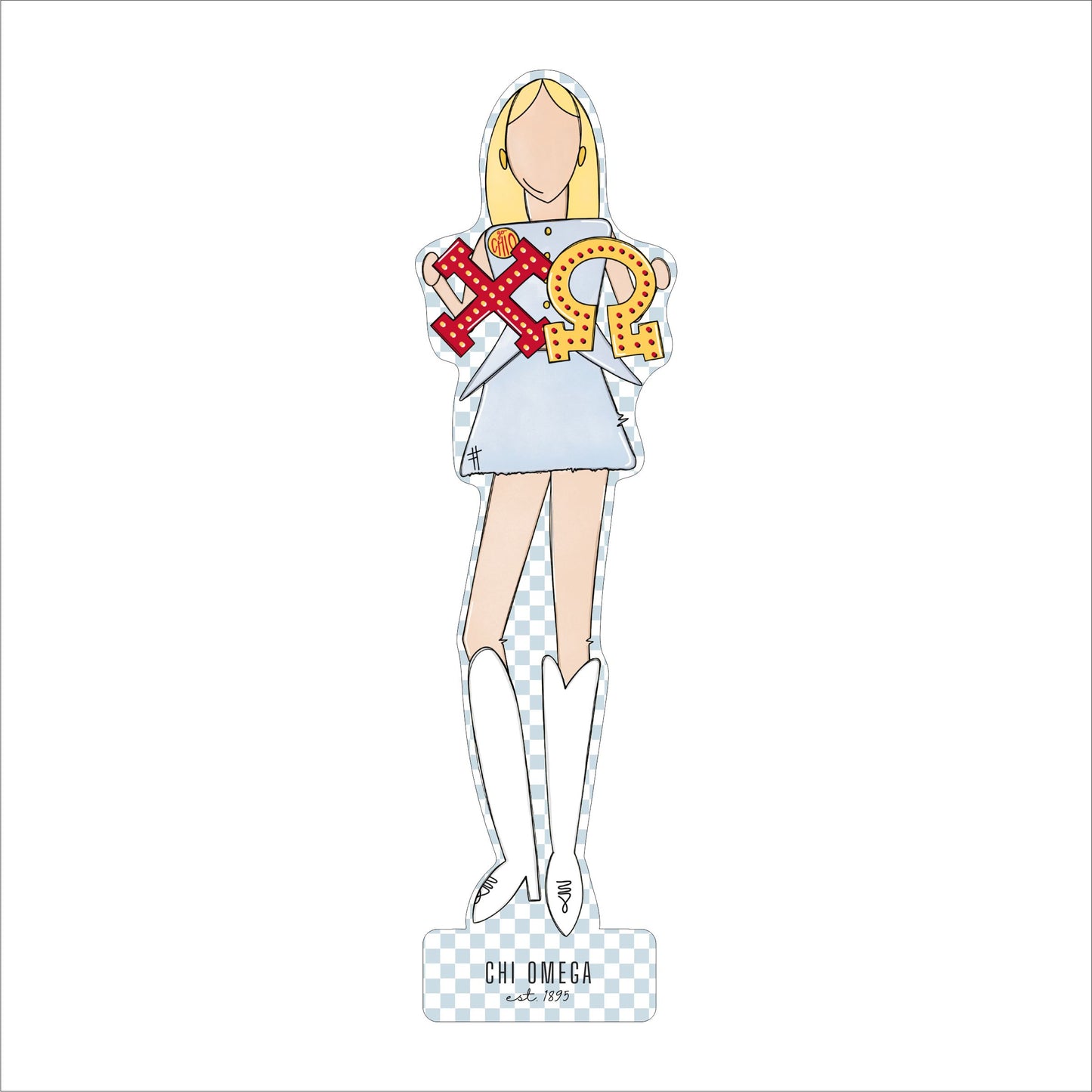 MSH-015 Chi Omega 2 | 0.75in. Acrylic Cutout  |