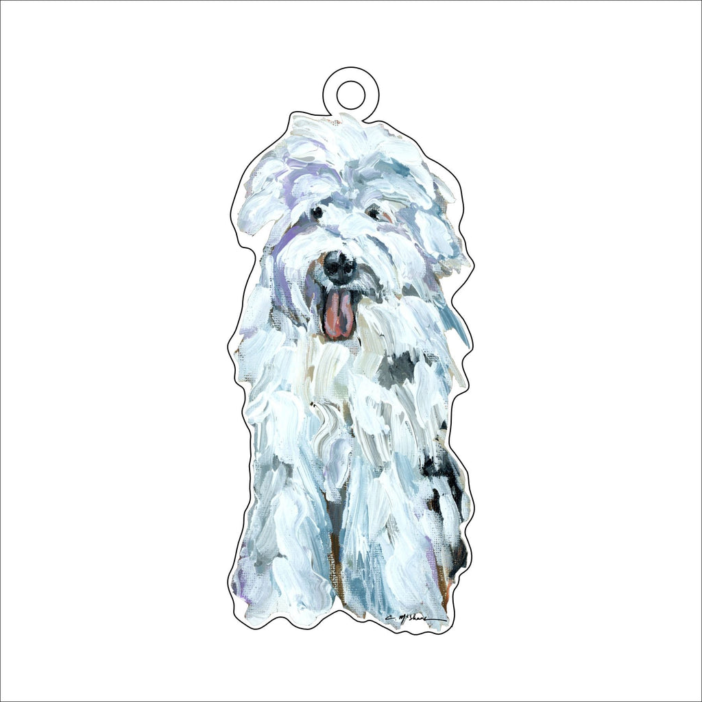 Old English Sheep Dog White | 0.25in. Acrylic Ornament | Case of 25